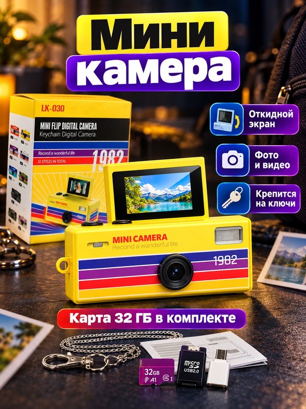 Фото для карточки товара, созданное нейросетью: вечерний свет, крупный заголовок